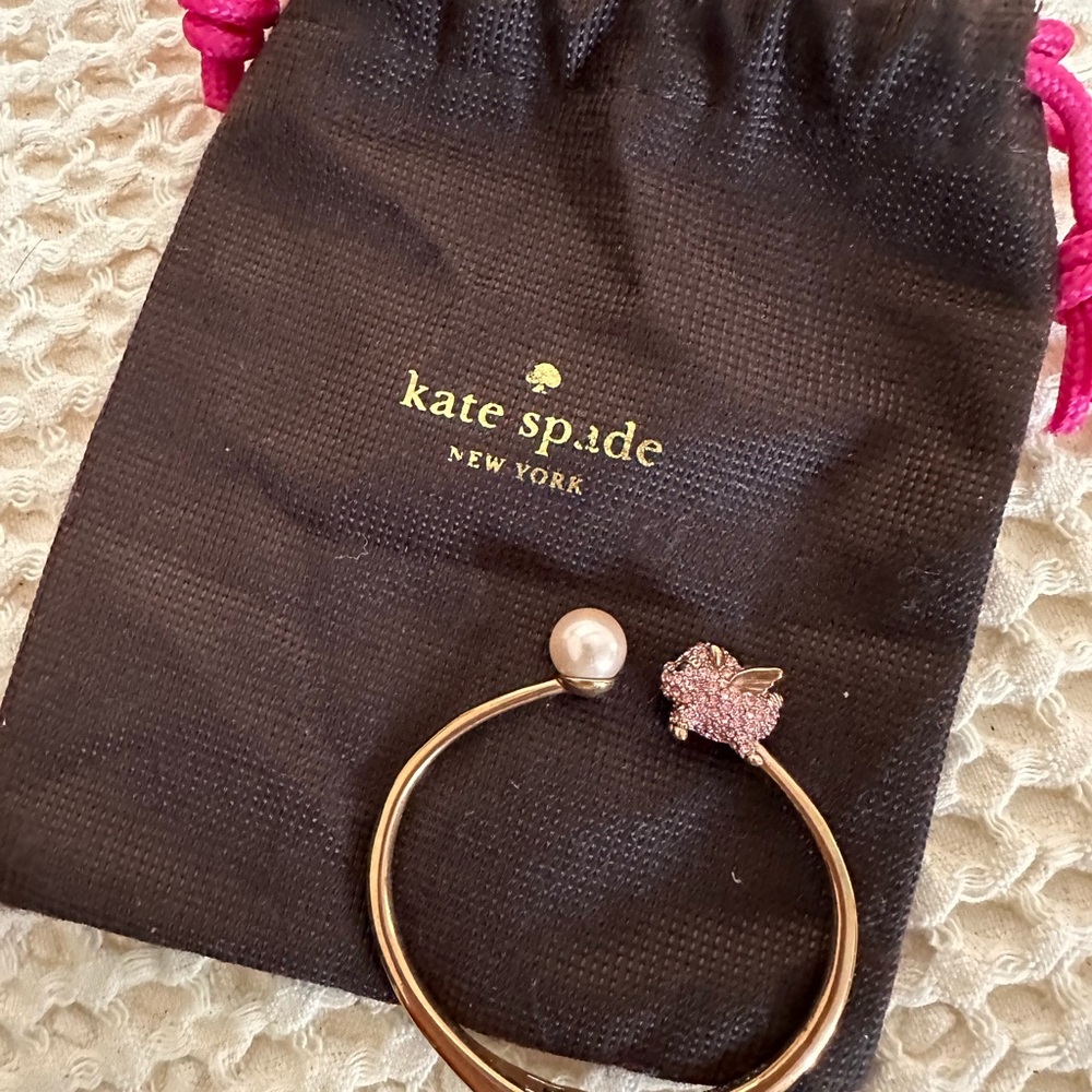 Kate Spade Gold Bangle with Pink and Pearl Accents